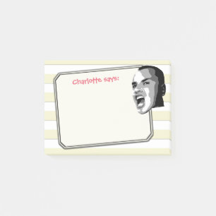 Person Shouting on Pastel Yellow Stripes any Colou Post-it Notes