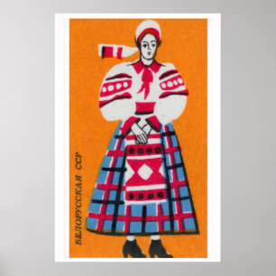 Person Soviet Union Mid-Century Matchbox Label Poster