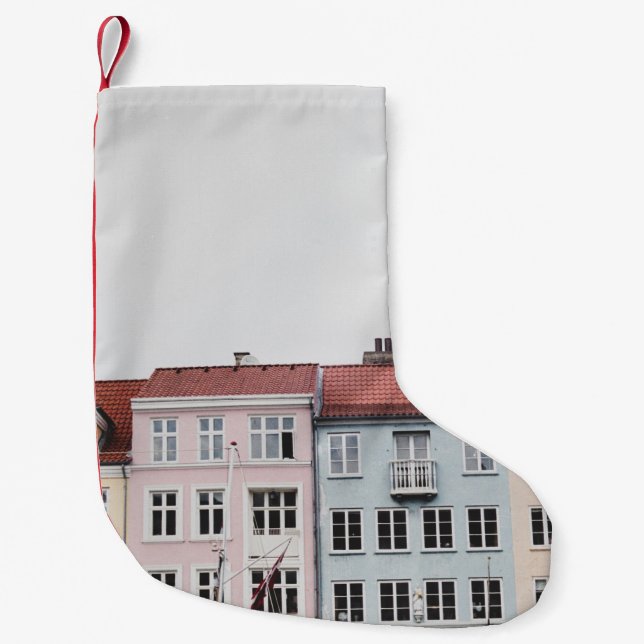 PERSON TAKING PICTURE OF STRUCTURES SMALL CHRISTMAS STOCKING (Front)