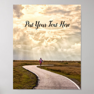 Person walking path pathway into horizon poster
