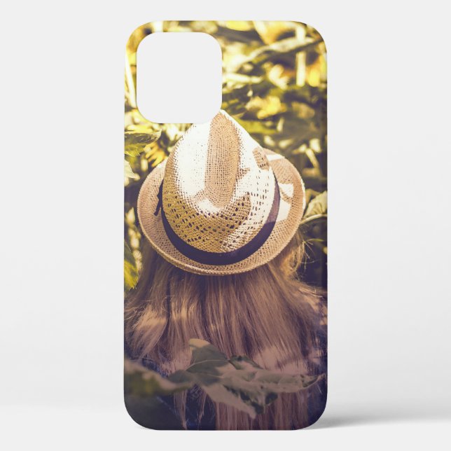 Person wearing white hat beside sunflower fields Case-Mate iPhone case (Back)