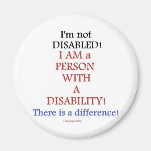 PERSON WITH A DISABILITY 1 MAGNET (Front)