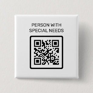Person With Special Needs QR Code 2 Inch Square Button