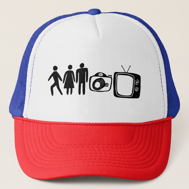 Person Woman Man Camera TV Trucker Hat (Front)