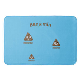 PersonaIized I Pooped Today Poo Emoji on Blue Bath Mat