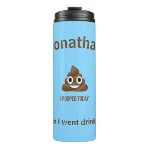 PersonaIized I Pooped Today Poo Emoji on Blue  Thermal Tumbler
