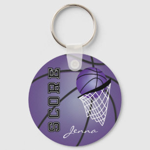 Personailize Purple Basketball Keychain