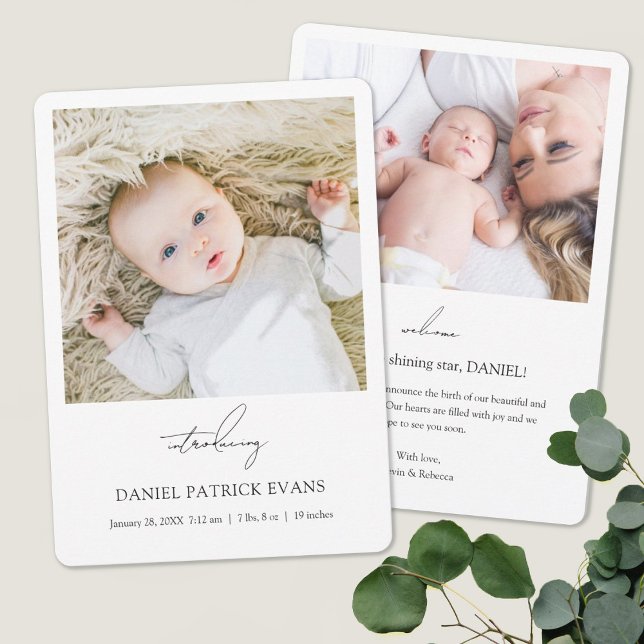 Personailzed Simple Modern Photo Boy or Girl Birth Announcement (Creator Uploaded)