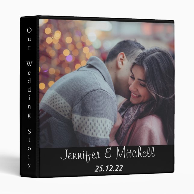 Personaized Elegant Images Names Wedding Binder (Front/Spine)