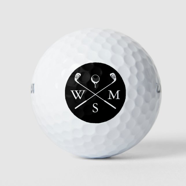 Personaized Simple Elegant Monogram Initials Golf Balls (Front)