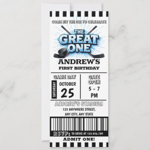 Personal 1st Birthday Hockey Ticket Party Invitation