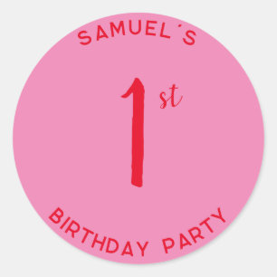 Personal 1st Birthday Party First Birthday Classic Round Sticker