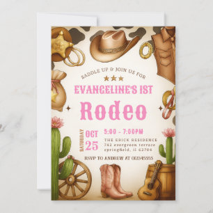 Personal 1st Cowgirl Rodeo Wild West birthday Invitation