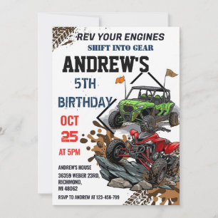 Personal 4 Wheeler ATV Birthday Party  for boy Invitation