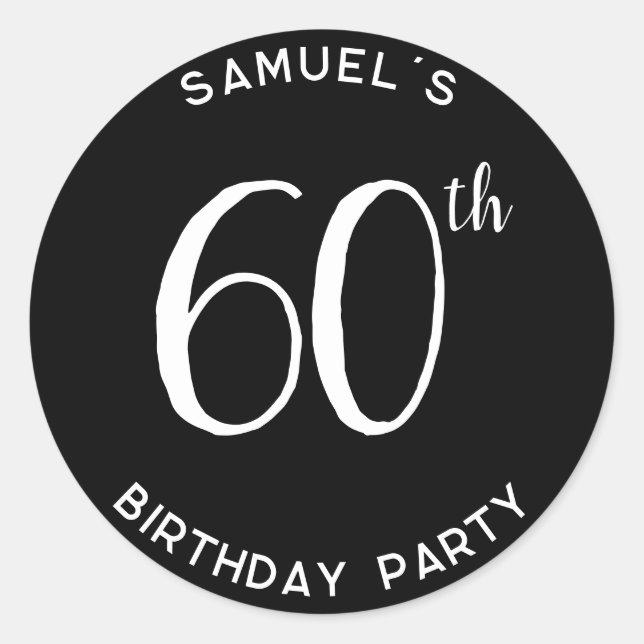 Personal 60th Birthday Party Modern Classic Round Sticker (Front)
