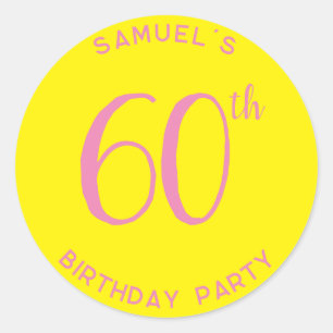 Personal 60th Birthday Party Modern Classic Round Sticker