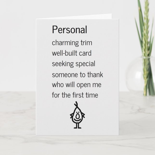 Personal A Funny Thank You Poem (Front)