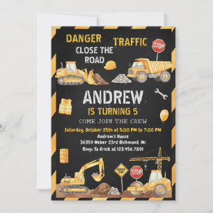 Personal A Modern Construction Birthday Party Invitation