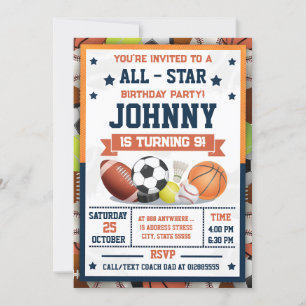 Personal All-Star Printable Sports MVP Party Invitation
