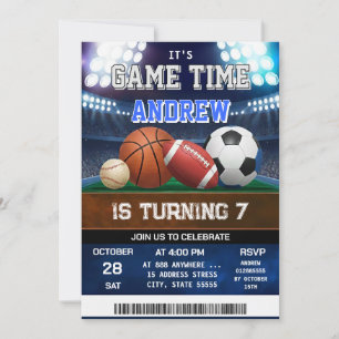 Personal All Star Sports Birthday Invitation