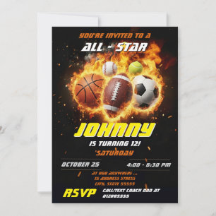 Personal All Star Sports Birthday Party MVP Invitation