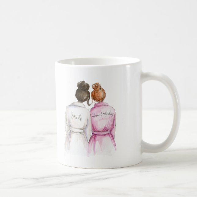 Personal Attendant? Dk Br Bun Bride Red Bun Maid Coffee Mug (Right)