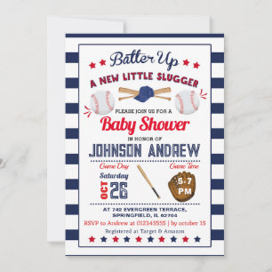 Personal Baseball Baby Shower Slugger All Star Invitation