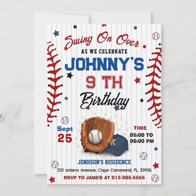 Personal Baseball Birthday Invitation (Devant)