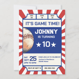 Personal Baseball Birthday Party Invitation