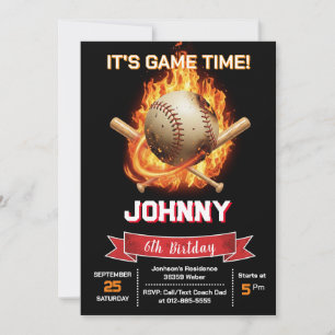 Personal Baseball Birthday Party Invitation