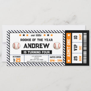 Personal Baseball ticket birthday invitation