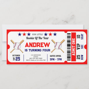Personal Baseball Ticket Birthday Sport Invitation