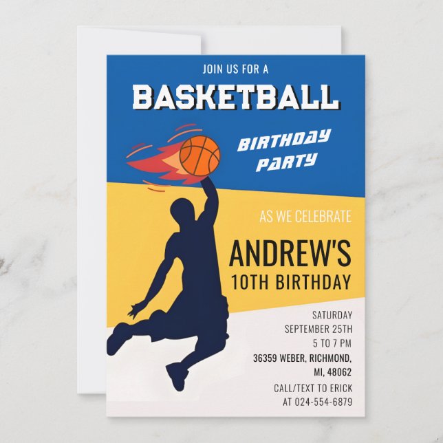 Personal Basketball Birthday Invitation Party (Front)