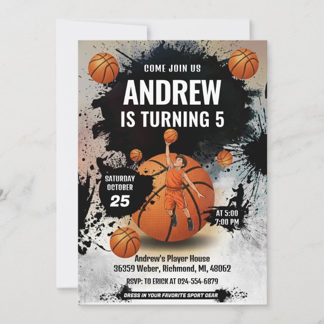 Personal Basketball Birthday Invitation Sport (Front)