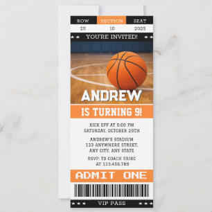 Personal Basketball Birthday Ticket ANY Age Invitation