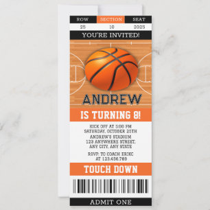 Personal Basketball Birthday Ticket Sports  Invitation