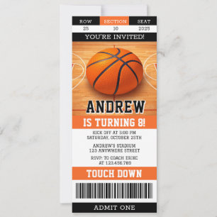 Personal Basketball Birthday Ticket Sports  Invitation