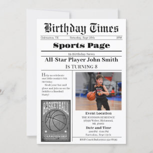 Personal Basketball Birthday with Photo Invitation