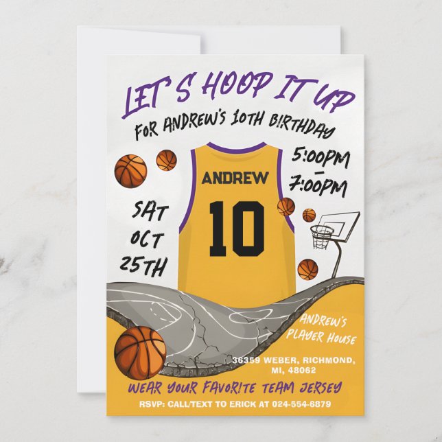 Personal Basketball Birthday with Photo Invitation (Front)