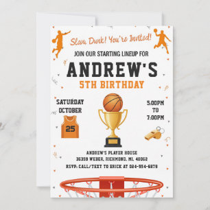 Personal Basketball Birthday with Photo Invitation
