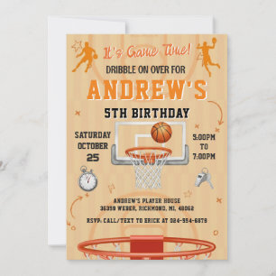 Personal Basketball Birthday with Photo Invitation