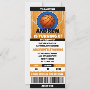 Personal Basketball Fan's Birthday Ticket Invitation