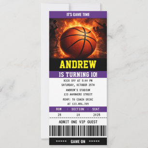 Personal Basketball Ticket Birthday Sport Invitation