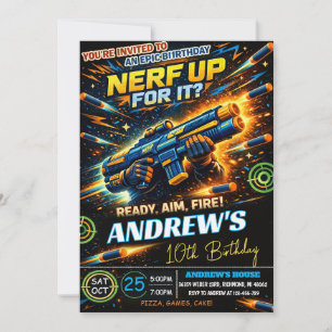 Personal Battle Nerf Birthday  Invitation