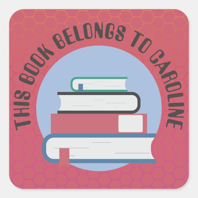 PERSONAL BOOKPLATE, BOOKS, PILED BOOKS, TEXTBOOKS SQUARE STICKER (Front)