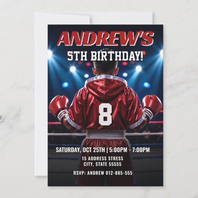 Personal Boxing birthday party Invitation (Front)