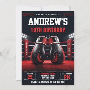 Personal Boxing Fighter Birthday Invitation