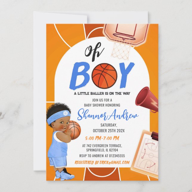 Personal boy sport Basketball Baby Shower Invitation (Front)