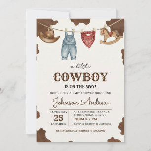 Personal Brown Cowboy Baby Shower Invitation