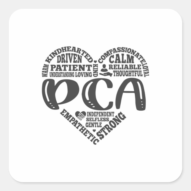 Personal care attendant , pca, home care square sticker (Front)